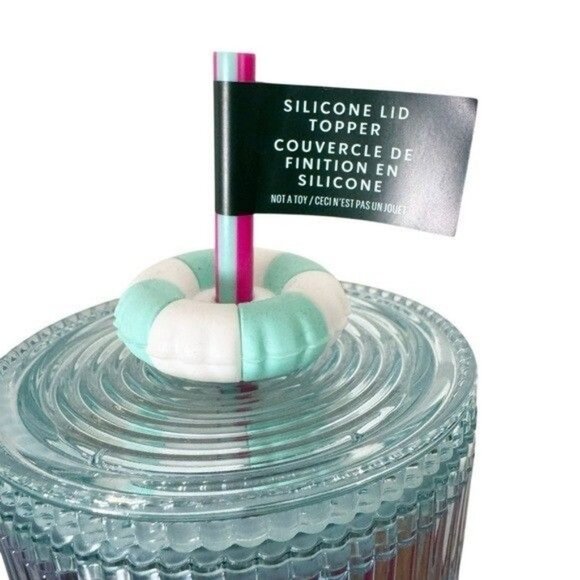 Starbucks Summer 24 Oz Tumbler Silicone Lid Topper & Straw Textured Aqua & Pink - Picture 5 of 10